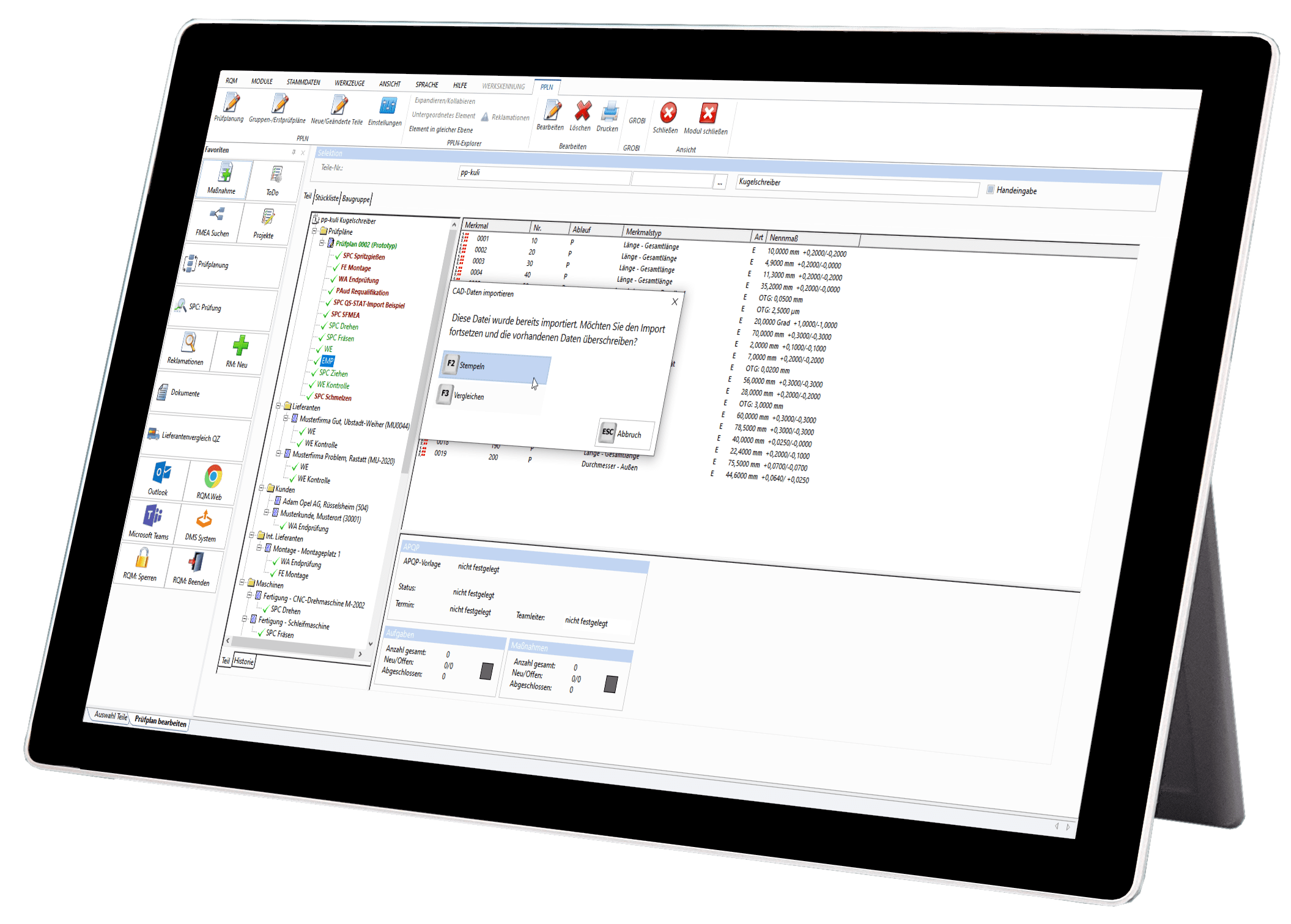 CAD integration in CAQ